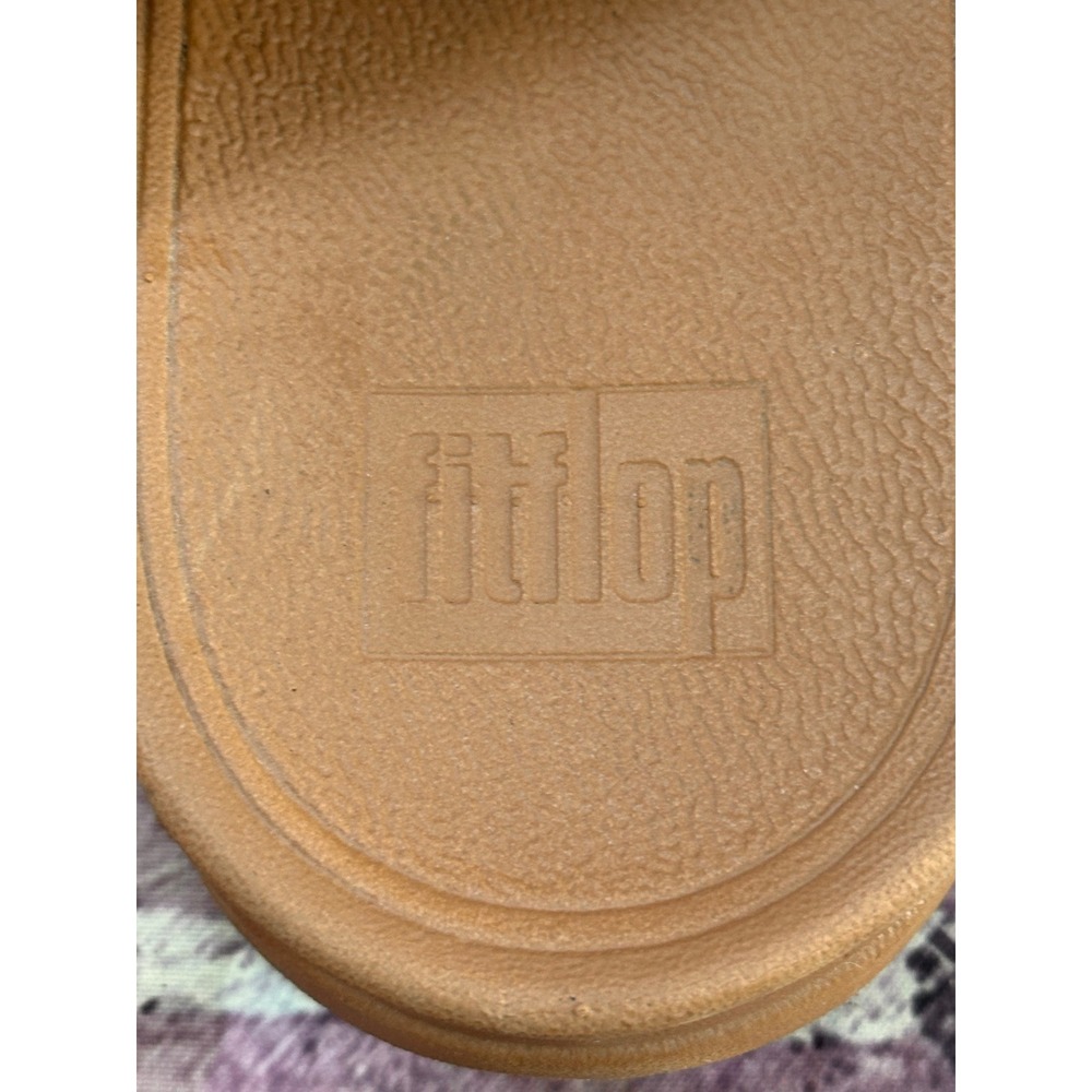 FitFlop Lulu Chevron Leather Toe-Post Sandals Tan Brown DX5-582 Womens 10 - Picture 10 of 16